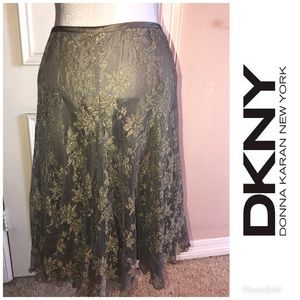 DKNY Gorgeous Skirt With Mesh Overlay 100% Silk